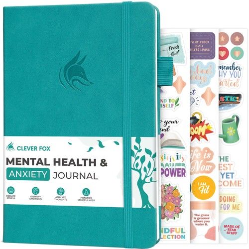 Clever Fox Mental Health & Anxiety Journal – A5 (14.5 x 21cm), Turquoise