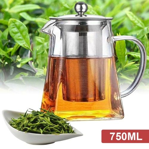 Home Glass Teapot with Infuser 750ml Loose Leaf Tea Kettle Heat/Cold Resistant