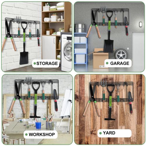 Garden Tool Rack Garage Tool Organiser Holder Wall Mount Heavy Duty Hook Storage — image 2