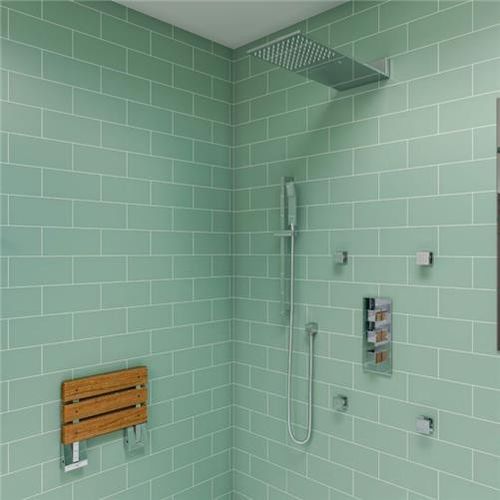 Wall Mounted Teak Shower Seat Folding Solid Wood Bathroom Bench 117kg Max Weight — image 4