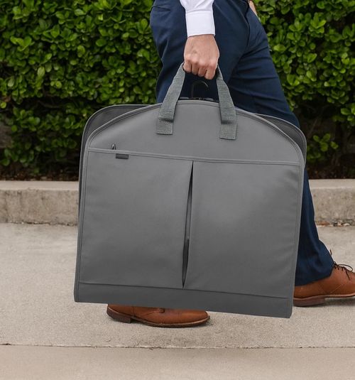 Large Garment Suit Bag Premium Grey Foldable Carrier Travel Bag Cover Storage — image 6