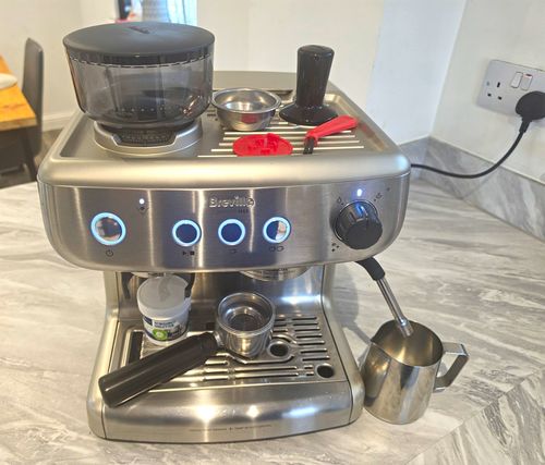 Breville Barista Max Espresso Machine Built-In Grinder Steam Wand Silver Steel — image 1