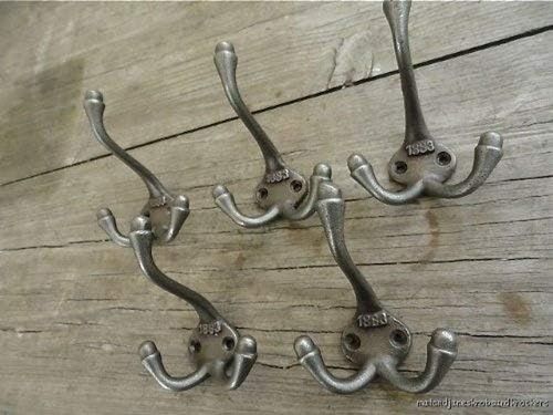 SET of 5 CLASSIC ANTIQUE STYLE 1883 TRIPLE COAT HOOK CAST IRON HOOKS HAT RACK — image 2