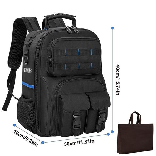 Heavy Duty Tool Backpack Professional Electrician Tool Bag with Organizer — image 2