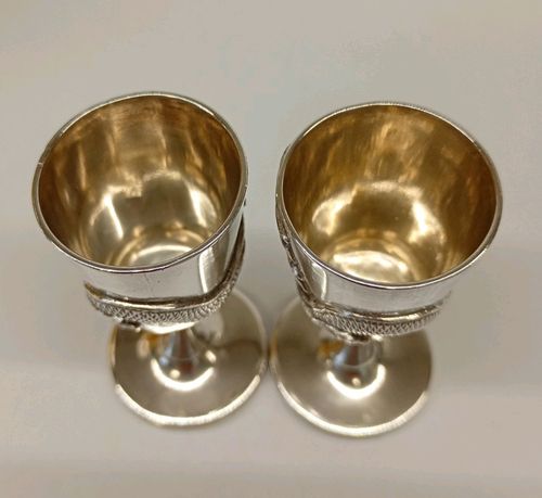 A Pair Of 19th Century Chinese Export Solid Silver Goblets By Luen Wo Shanghai — image 3