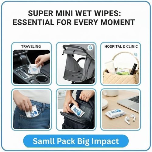 Travel Wet Wipes Sensitive Mini Portable Hand Face Baby Kids 64 Wipes 8 Pack — image 3