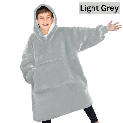 Fleece Hoodie Blanket Kids Oversized Boys Girls Warm Long Sherpa Hooded Blankets