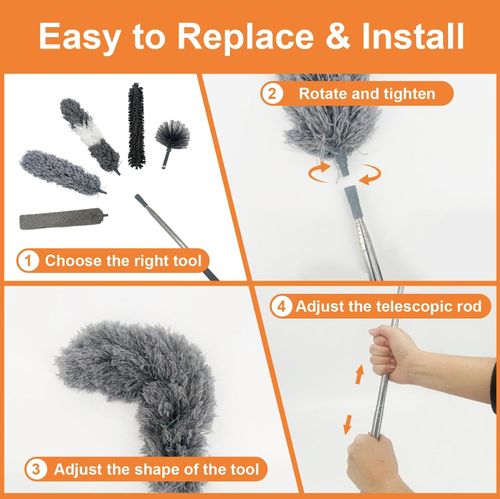 15 PCS Feather Dusters for Cleaning, Microfiber Duster with Extension Pole — image 5