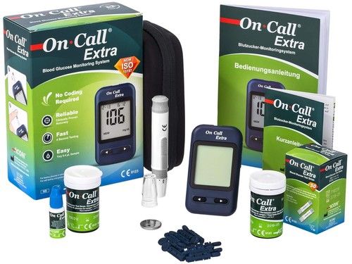 On Call Extra Blood Glucose Meter Starter Kit (incl. 10 Test Strips, 10... 