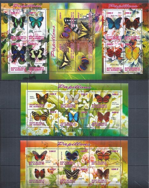 Mini Sheet Set (5) Perforated Butterflies Flora Fauna — image 1