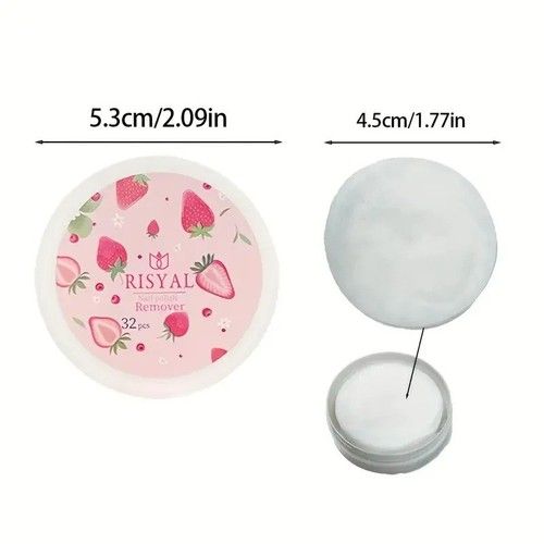 Strawberry Nail Polish Remover Pads 32PCS Box Soft Easy Manicure Pedicure Wipes