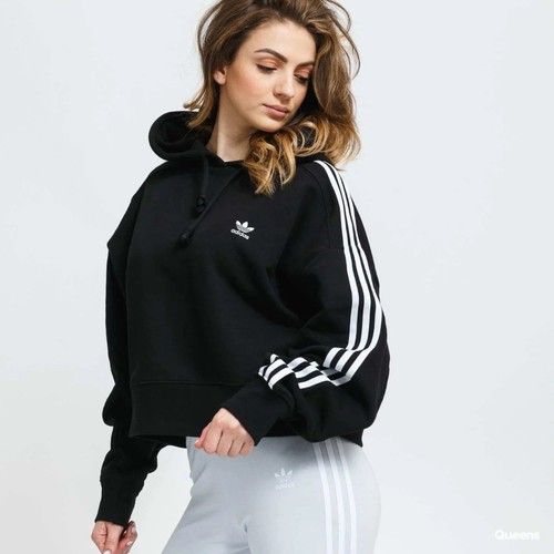 ADIDAS Women's MIKINA adidas Originals Short Classics Crop Relaxed Hoodie BNWT