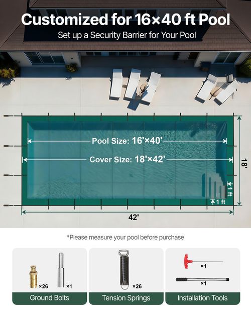 Winter Debirs Cover Inground Safty Pool Cover Fits 16x40FT Swimming Pool — image 2