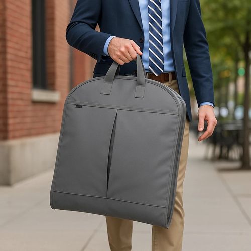 Large Garment Suit Bag Premium Grey Foldable Carrier Travel Bag Cover Storage — image 7