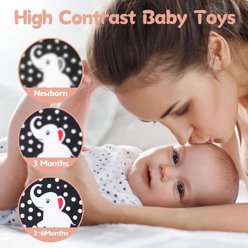 Black and White Sensory Toys, High Contrast Soft Baby Book with Soft Mirror, Do — image 3