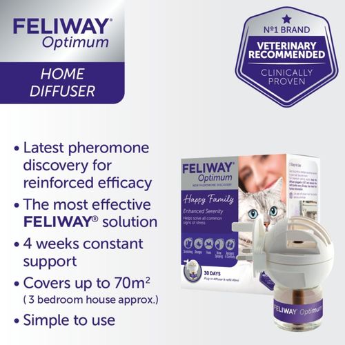 FELIWAY Optimum Diffuser & 30 Day 48ml Refill Best Solution to Ease Cat Anxiety — image 3