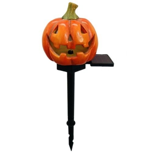 Outdoor Solar Powered Pumpkin Light Halloween Garden Decor Resin Orange