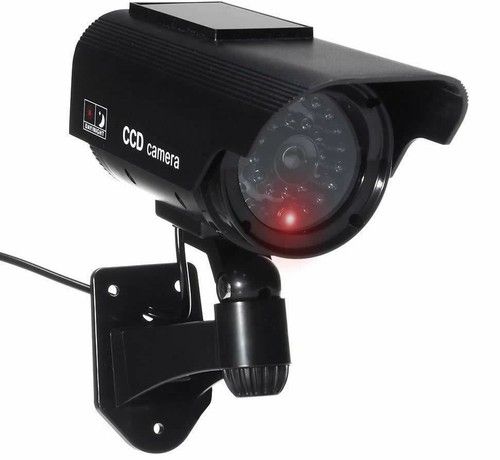 Solar Powered Dummy Camera LED Fake Security Outdoor CCTV Cam Flash IR Light UK