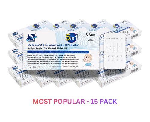 15 PACK - Deepblue Covid & Influenza Lateral Flow 5-in-1 Test - Long Expiry 2027