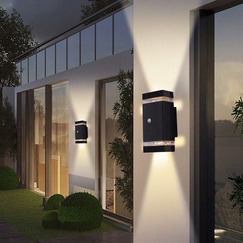 Up Down LED Wall Light Motion PIR Sensor In/Outdoor Garden Yard Security Lights