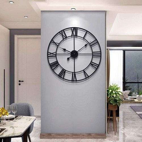 78cm Round Extra Large Roman Numerals Skeleton Wall Clock Big Giant Open Face — image 3