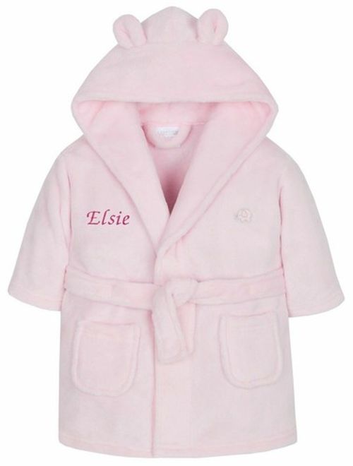 Personalised Girl Boy Dressing Gown Robe Embroidered Name Bear Ears Newborn-6Yrs