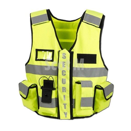 TACTICAL SECURITY DUTY PATROL VEST HI VIZ YELLOW SIA INDUSTRY DOOR STAFF