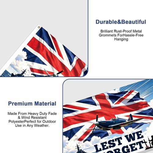 Lest We Forget Flag 5ft x 3ft with Eyelets Poppy Remembrance Day Flag for War — image 10