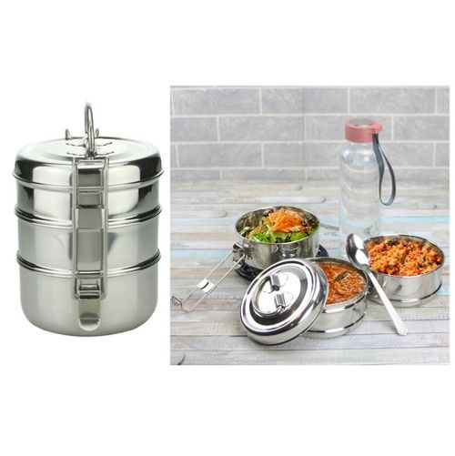 Tiffin Lunch Box Stainless Steel Indian Stackable 2/3/4 Layer Tier Food Storag3