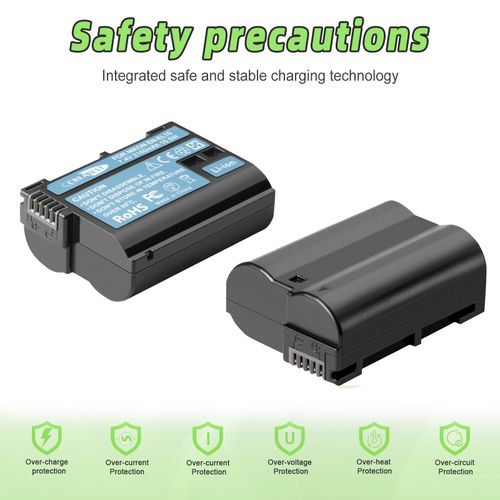 2PCS EN-EL15 EN-EL15A EN-EL15B Battery + Charger For Nikon D500 D810 D850 D600 — image 3