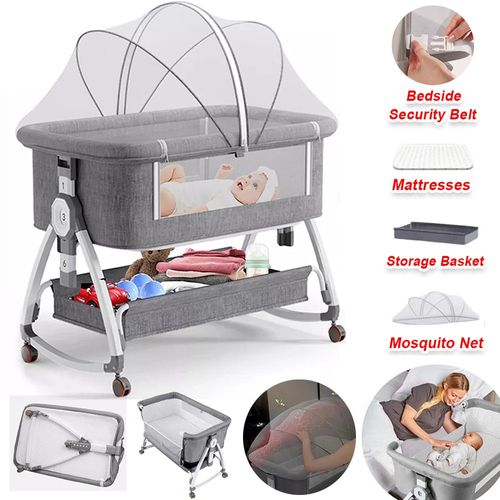 Baby Bedside Crib Sleeper Bassinet Height-adjustable Newborn Cot With Mattress — image 2