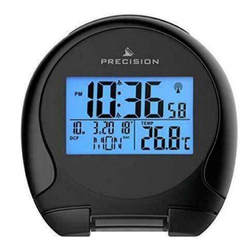 Precision Radio Controlled Bedside Alarm Clock With Big Blue Digital LCD