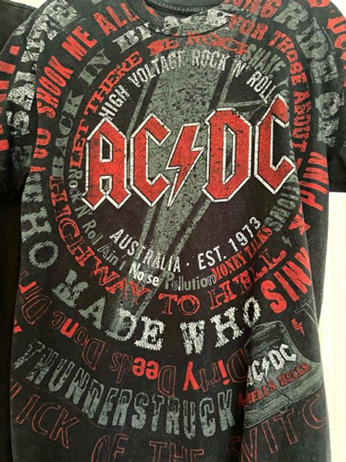 AC/DC Graphic T-Shirt Black Red Short Sleeve Reproduction Clothing