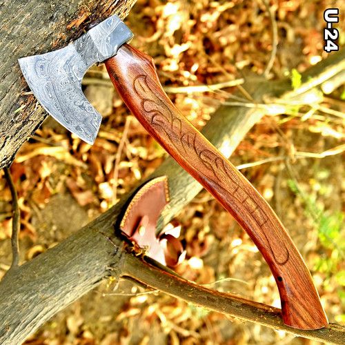 Hand Forged Damascus steel Axe  . Best Anniversary Gift For Him Camping Axe
