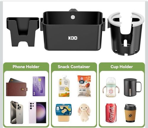 Stroller Cup Holder with Snack Tray, 3-in-1 Universal Stroller Tray — image 5
