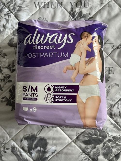 Always Discreet Postpartum Pants Size S/M Unscented Maternity Pants