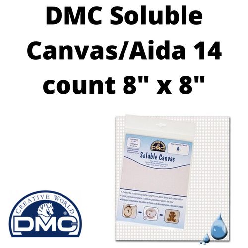 DMC Soluble Canvas/Aida 14 count 8″ x 8″ Water Soluble 14 Holes Per Inch — image 1