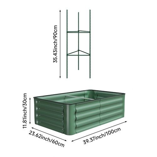 Garden Metal Raised Vegetable Planter Outdoor Flower Trough Herb Grow Bed Box