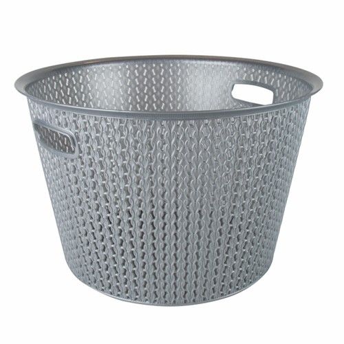 35L Plastic Laundry Basket Clothes Washing Bin Storage Hamper Round Knitted 