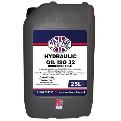 Hydraulic Oil ISO 32 Biodegradable 25L 25 Litres Bio Oil VG32