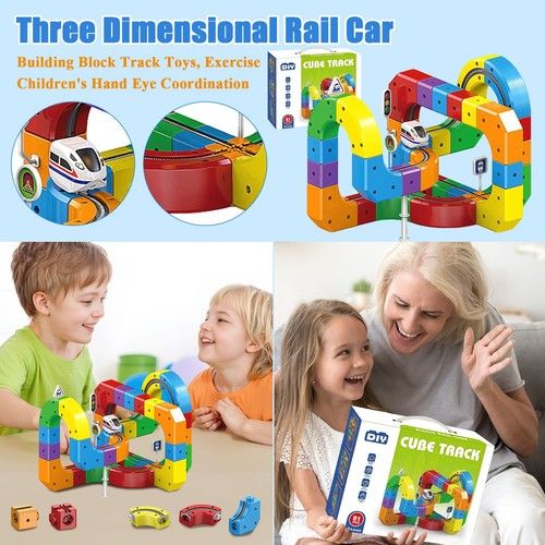 Electric Train Set Track Fusion Toys Magic 3D Rail Cube Train Set DIY Cube Track