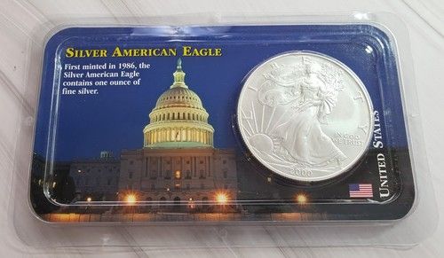 2000 American Silver Eagle $1 1oz .999 Fine Silver Coin in Blister Pack