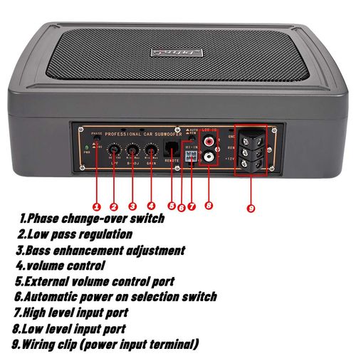 8"1200W Active Underseat Car Bass Box Audio Subwoofer Sub Speaker Amplifier HJKJ — image 10