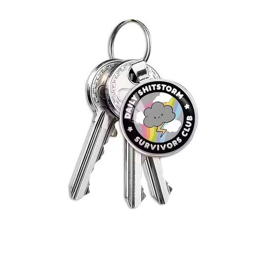 Daily Shitstorm Survivors Club Round Silver Metal Keyring Bag Charm Funny Gift — image 5