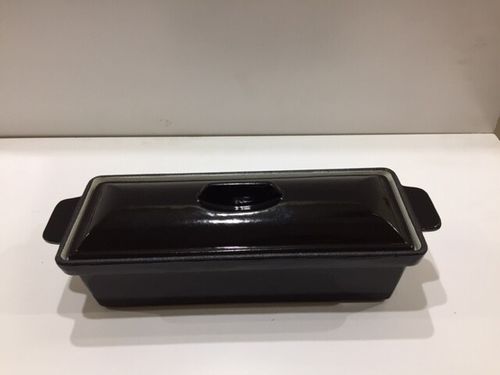 Black Enamel Cast Iron Cooking Pot Stock Pot Terrine Dish Bread Tin Stew Pot Pan — image 2