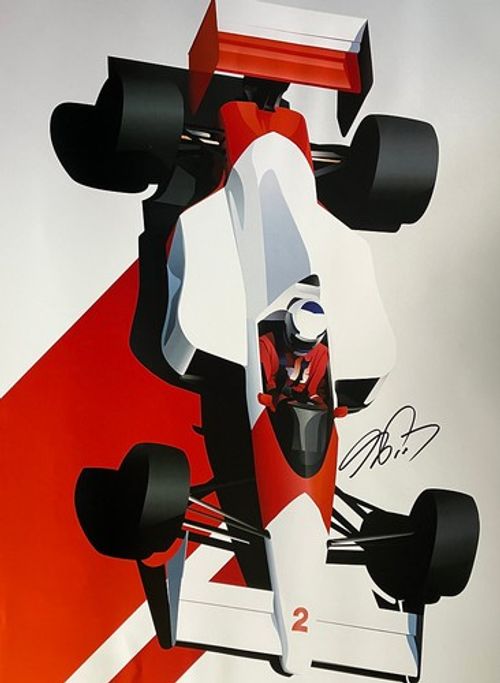 Alain Prost hand signed McLaren MP4/5 Formula 1 World Champion poster with COA