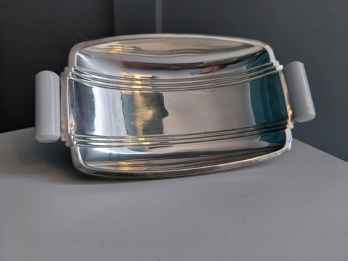 Solid Sterling Silver Footed Bowl Dish Art Deco 146.9g Please Read  — image 7