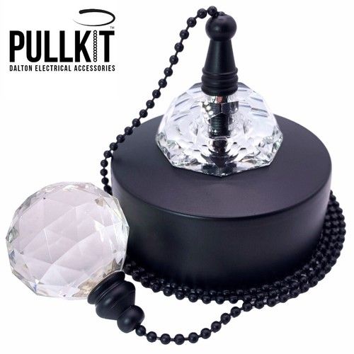 Black Bathroom Pull Switch Crystal Matt Black Pull Chain Pull Cord Light Switch