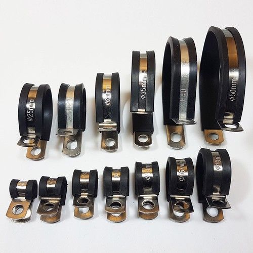 Rubber Lined Stainless Steel Metal Plated P Clip Clamp Hose Cable 5mm - 50mm