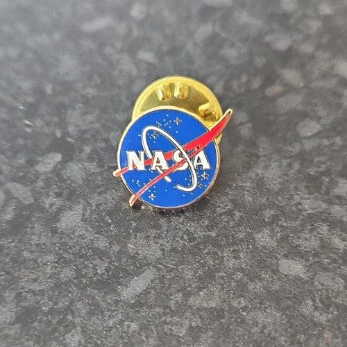 NASA Logo Space Exploration Enamel Pin Badge, Metal, Gold Tone